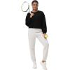 imageTHE GYM PEOPLE Womens Crewneck Cropped Pullover Sweatshirt Cute Basic Long Sleeves Workout TopsBlack