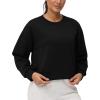 imageTHE GYM PEOPLE Womens Crewneck Cropped Pullover Sweatshirt Cute Basic Long Sleeves Workout TopsBlack