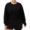 imageTHE GYM PEOPLE Womens Crewneck Cropped Pullover Sweatshirt Cute Basic Long Sleeves Workout TopsBlack