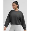 imageTHE GYM PEOPLE Womens Crewneck Cropped Pullover Sweatshirt Cute Basic Long Sleeves Workout TopsGraphite Grey