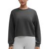 imageTHE GYM PEOPLE Womens Crewneck Cropped Pullover Sweatshirt Cute Basic Long Sleeves Workout TopsGraphite Grey