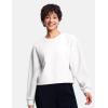 imageTHE GYM PEOPLE Womens Crewneck Cropped Pullover Sweatshirt Cute Basic Long Sleeves Workout TopsHeather White