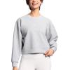 imageTHE GYM PEOPLE Womens Crewneck Cropped Pullover Sweatshirt Cute Basic Long Sleeves Workout TopsLight Heather Grey