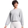 imageTHE GYM PEOPLE Womens Crewneck Cropped Pullover Sweatshirt Cute Basic Long Sleeves Workout TopsLight Heather Grey