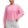 imageTHE GYM PEOPLE Womens Crewneck Cropped Pullover Sweatshirt Cute Basic Long Sleeves Workout TopsPink