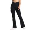 imageTHE GYM PEOPLE Womens Crossover High Waist Flare Workout Leggings Bootcut Bell Bottom Yoga Pants with Tummy ControlBlack