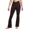 imageTHE GYM PEOPLE Womens Crossover High Waist Flare Workout Leggings Bootcut Bell Bottom Yoga Pants with Tummy ControlBrown