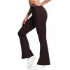 imageTHE GYM PEOPLE Womens Crossover High Waist Flare Workout Leggings Bootcut Bell Bottom Yoga Pants with Tummy ControlBrown