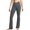 imageTHE GYM PEOPLE Womens Crossover High Waist Flare Workout Leggings Bootcut Bell Bottom Yoga Pants with Tummy ControlDark Grey