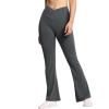 imageTHE GYM PEOPLE Womens Crossover High Waist Flare Workout Leggings Bootcut Bell Bottom Yoga Pants with Tummy ControlDark Grey