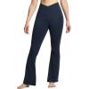 imageTHE GYM PEOPLE Womens Crossover High Waist Flare Workout Leggings Bootcut Bell Bottom Yoga Pants with Tummy ControlDark Navy Blue