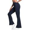 imageTHE GYM PEOPLE Womens Crossover High Waist Flare Workout Leggings Bootcut Bell Bottom Yoga Pants with Tummy ControlDark Navy Blue