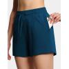 imageTHE GYM PEOPLE Womens Drawstring Sweat Shorts High Waisted Summer Workout Lounge Shorts with PocketsDark Blue Green