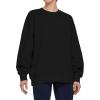 imageTHE GYM PEOPLE Womens Fleece Crewneck Loose fit Soft Oversized Pullover SweatshirtBlack
