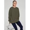 imageTHE GYM PEOPLE Womens Fleece Crewneck Loose fit Soft Oversized Pullover SweatshirtDark Grey