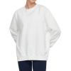 imageTHE GYM PEOPLE Womens Fleece Crewneck Loose fit Soft Oversized Pullover SweatshirtWhite