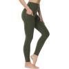 imageTHE GYM PEOPLE Womens High Waist Drawstring Stretchy Workout Leggings Ultra Soft Tummy Control Yoga Pants with PocketsDark Olive