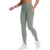 imageTHE GYM PEOPLE Womens High Waist Drawstring Stretchy Workout Leggings Ultra Soft Tummy Control Yoga Pants with PocketsGrey Green Heather