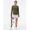 imageTHE GYM PEOPLE Womens Long Sleeve Workout Shirts Athletic Crewneck Hiking Tops with Thumb HoleArmy Green