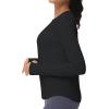 imageTHE GYM PEOPLE Womens Long Sleeve Workout Shirts Athletic Crewneck Hiking Tops with Thumb HoleBlack