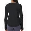 imageTHE GYM PEOPLE Womens Long Sleeve Workout Shirts Athletic Crewneck Hiking Tops with Thumb HoleBlack