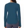 imageTHE GYM PEOPLE Womens Long Sleeve Workout Shirts Athletic Crewneck Hiking Tops with Thumb HoleDark Blue Green