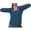 imageTHE GYM PEOPLE Womens Long Sleeve Workout Shirts Athletic Crewneck Hiking Tops with Thumb HoleDark Blue Green