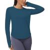 imageTHE GYM PEOPLE Womens Long Sleeve Workout Shirts Athletic Crewneck Hiking Tops with Thumb HoleDark Blue Green