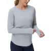 imageTHE GYM PEOPLE Womens Long Sleeve Workout Shirts Athletic Crewneck Hiking Tops with Thumb HoleHeather Grey