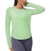imageTHE GYM PEOPLE Womens Long Sleeve Workout Shirts Athletic Crewneck Hiking Tops with Thumb HoleJasmine Green