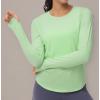 imageTHE GYM PEOPLE Womens Long Sleeve Workout Shirts Athletic Crewneck Hiking Tops with Thumb HoleJasmine Green