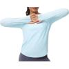 imageTHE GYM PEOPLE Womens Long Sleeve Workout Shirts Athletic Crewneck Hiking Tops with Thumb HoleLight Blue