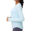 imageTHE GYM PEOPLE Womens Long Sleeve Workout Shirts Athletic Crewneck Hiking Tops with Thumb HoleLight Blue