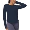 imageTHE GYM PEOPLE Womens Long Sleeve Workout Shirts Athletic Crewneck Hiking Tops with Thumb HoleNavy Blue