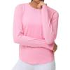 imageTHE GYM PEOPLE Womens Long Sleeve Workout Shirts Athletic Crewneck Hiking Tops with Thumb HolePink