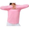imageTHE GYM PEOPLE Womens Long Sleeve Workout Shirts Athletic Crewneck Hiking Tops with Thumb HolePink