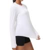 imageTHE GYM PEOPLE Womens Long Sleeve Workout Shirts Athletic Crewneck Hiking Tops with Thumb HoleWhite