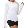 imageTHE GYM PEOPLE Womens Long Sleeve Workout Shirts Athletic Crewneck Hiking Tops with Thumb HoleWhite