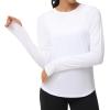 imageTHE GYM PEOPLE Womens Long Sleeve Workout Shirts Athletic Crewneck Hiking Tops with Thumb HoleWhite