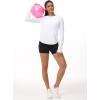 imageTHE GYM PEOPLE Womens Long Sleeve Workout Shirts Athletic Crewneck Hiking Tops with Thumb HoleWhite