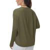 imageTHE GYM PEOPLE Womens Long Sleeve Workout Shirts Back Loose Fit Running Tee Tops with Thumb HoleArmy Green
