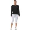 imageTHE GYM PEOPLE Womens Long Sleeve Workout Shirts Back Loose Fit Running Tee Tops with Thumb HoleBlack