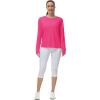 imageTHE GYM PEOPLE Womens Long Sleeve Workout Shirts Back Loose Fit Running Tee Tops with Thumb HoleBright Pink