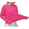imageTHE GYM PEOPLE Womens Long Sleeve Workout Shirts Back Loose Fit Running Tee Tops with Thumb HoleBright Pink