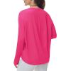 imageTHE GYM PEOPLE Womens Long Sleeve Workout Shirts Back Loose Fit Running Tee Tops with Thumb HoleBright Pink