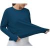 imageTHE GYM PEOPLE Womens Long Sleeve Workout Shirts Back Loose Fit Running Tee Tops with Thumb HoleDark Blue Green