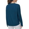 imageTHE GYM PEOPLE Womens Long Sleeve Workout Shirts Back Loose Fit Running Tee Tops with Thumb HoleDark Blue Green