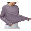 imageTHE GYM PEOPLE Womens Long Sleeve Workout Shirts Back Loose Fit Running Tee Tops with Thumb HoleGrey Purple