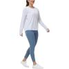 imageTHE GYM PEOPLE Womens Long Sleeve Workout Shirts Back Loose Fit Running Tee Tops with Thumb HoleHeather White