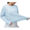 imageTHE GYM PEOPLE Womens Long Sleeve Workout Shirts Back Loose Fit Running Tee Tops with Thumb HoleLight Blue